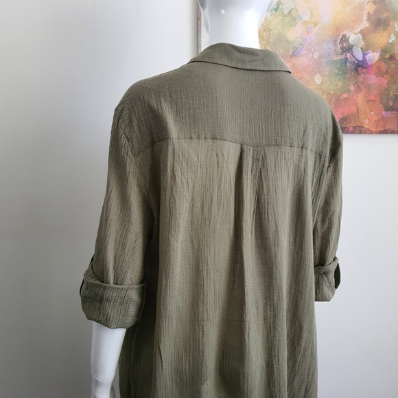 Seafolly Khaki Green Beach Cover Up Boyfriend Shirt Oversized Size M - Picture 4 of 14